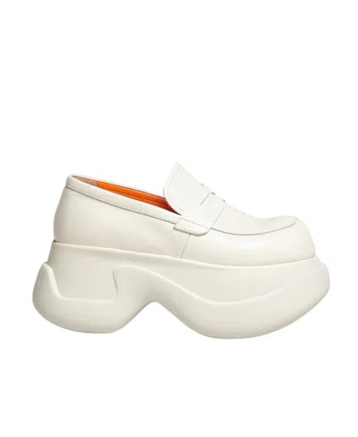 Marni Platform Leather Mocassin Loafers In White