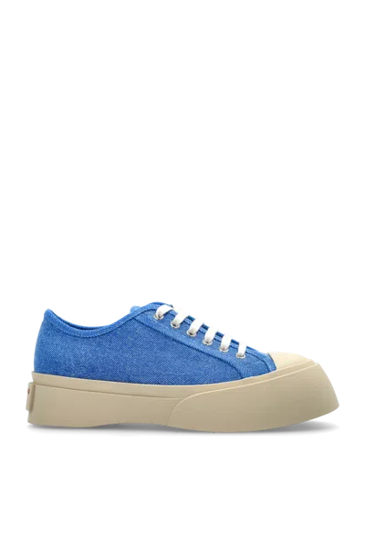 Marni Woman Sneakers Azure Size 7 Textile Fibers In Animal Print