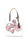 Marni Shoulder Bag With Contrast Stitching And Graphic Print In Pink