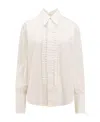 Marni White Bio Poplin Shirt With Ruffles In White