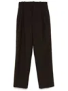 Marni Hand-stitch Logo Elastic-waist Straight-leg Ankle Trousers In Braun