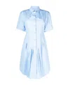 Marni Pleat-detailing Flared Cotton Shirtdress In Blue