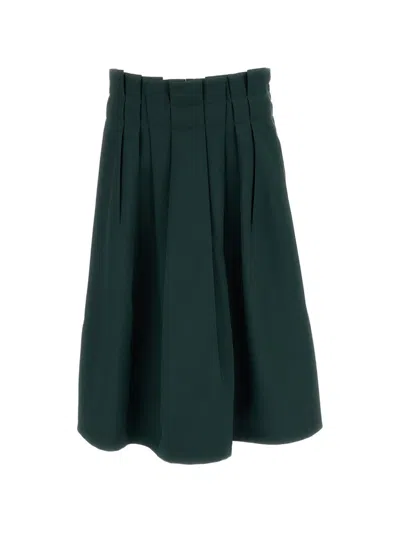 Marni Pleated A-line Midi Skirt In Green