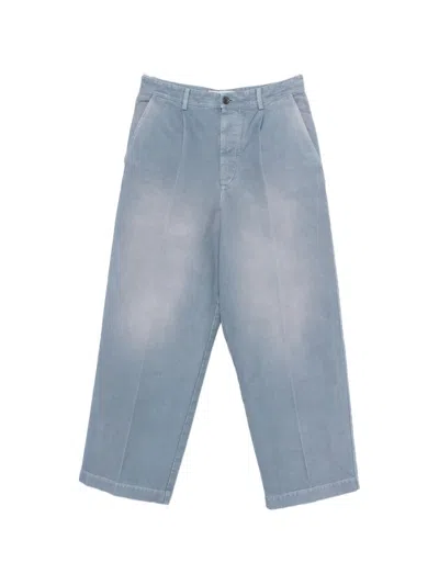 Marni Pleated Button-fastening Trousers In Blue