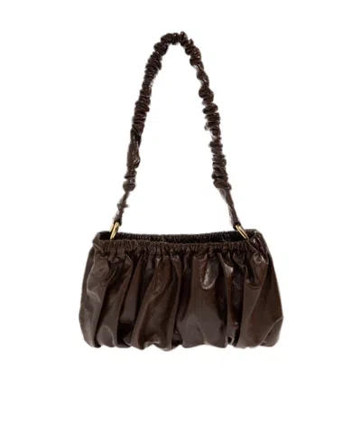 Marni Pleated Details Shoulder Bag In Brown