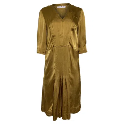 Marni Pleated Dress In Gold Viscose