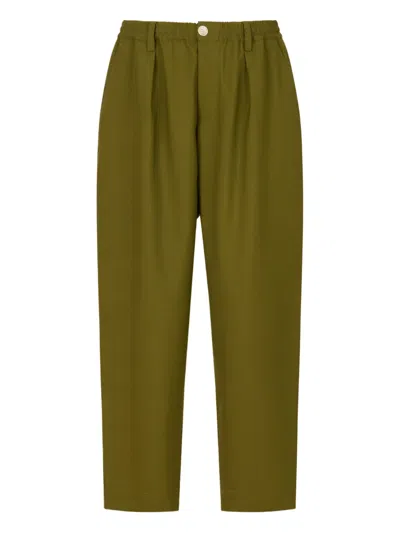 Marni Pleated Elasticated-waistband Trousers In Green
