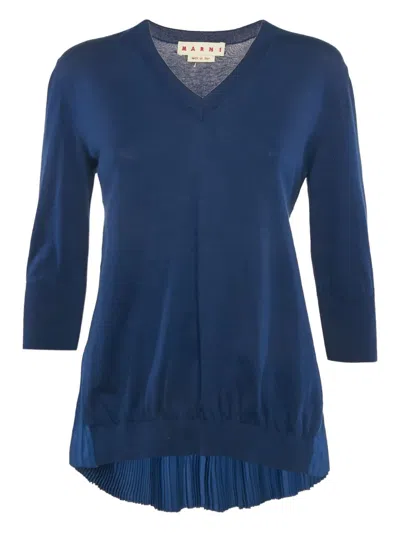 Pre-owned Marni Pleated Hem V-neck Top