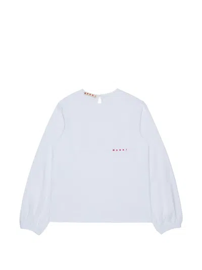 Marni Kids' Pleated Long-sleeve T-shirt In White