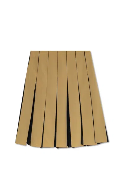 Marni Pleated Colour Contrast Skirt In Beige