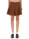 Marni Pleated Miniskirt In Brown