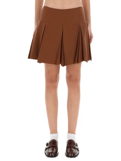 Marni Pleated Miniskirt In Brown