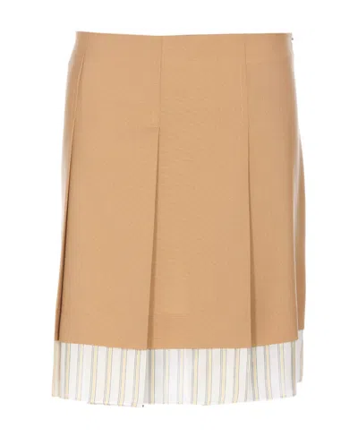Marni Pleated Panelled Mini Skirt In Nude