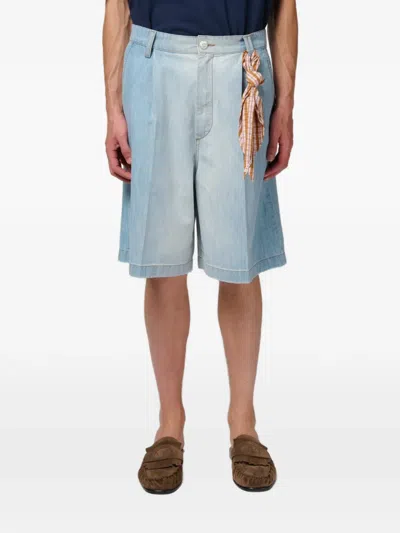 Marni Pleated Bermuda Shorts In Blue