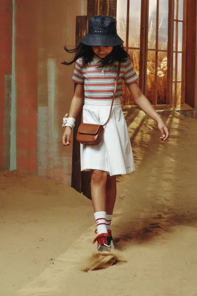 Marni Kids' Pleated Skirt With Logo In Multi
