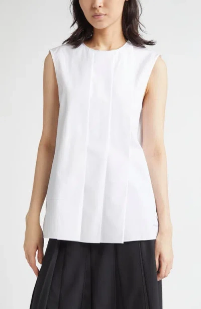 Marni Pleated Sleeveless Cotton Poplin Top In White