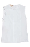 Marni Pleated Sleeveless Cotton Poplin Top In Lily/white