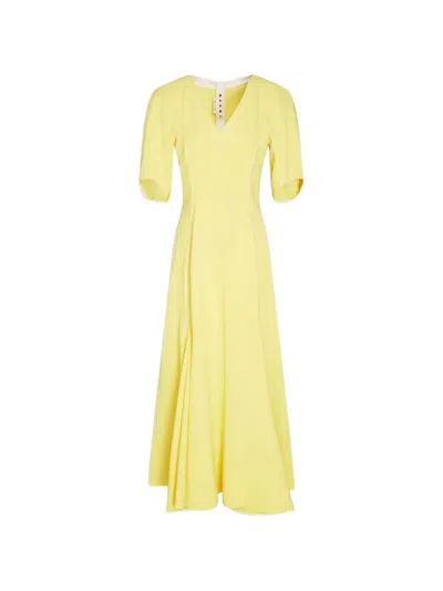 Marni Pleated Stretch-crepe Midi Dress In Blue