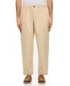 Marni Beige Organic Gabardine Trousers With Drawstring Waist In Beige