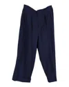 Marni Pleated Trousers In Navy Blue Wool In Blue