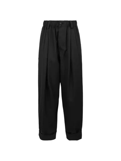 Marni Pleated Turn-up Trousers In Black