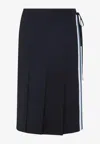 Marni Womens 00b99 Contrast-stripe Wrap-front Wool Midi Skirt In Blue