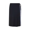 Marni Womens 00b99 Contrast-stripe Wrap-front Wool Midi Skirt In Black