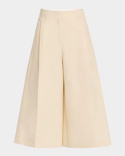 Marni Pleated Wide-leg Crop Trousers In Ivory