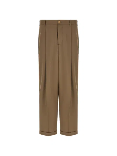 Marni Pleated Wide-leg Trousers In Brown