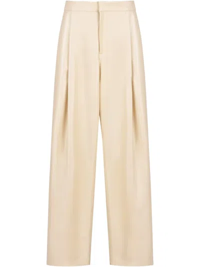 Marni Pleated Wide-leg Trousers In Neutrals