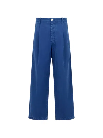 Marni Blue Cotton Wide-leg Trousers In Multi