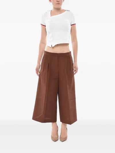 Marni Pleated Wide-leg Trousers In Brown