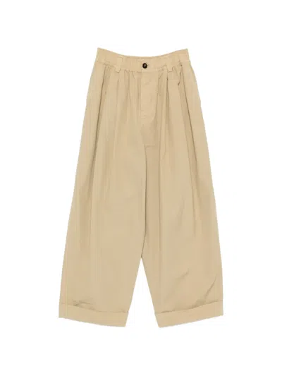 Marni Pleated Wide-leg Trousers In Neutral