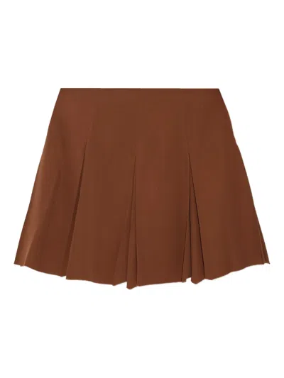 Marni Pleated Wool Skirt In Brown