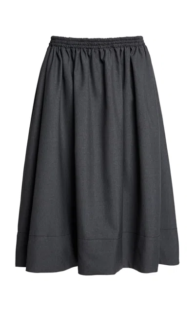 Marni Pleated Wool Skirt In Gray