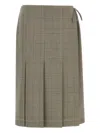 Marni Pleated Wrap Skirt In Green