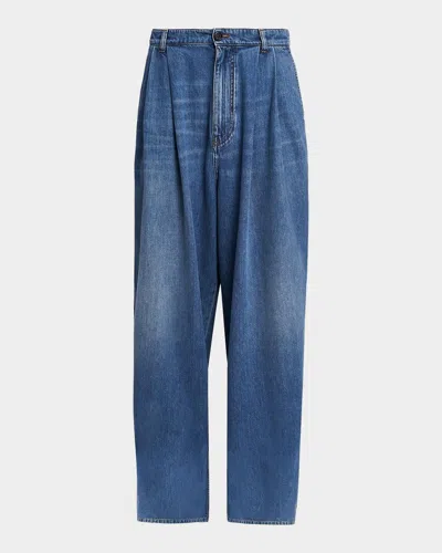 Marni Pleated-front High-rise Wide-leg Jeans In Ocean
