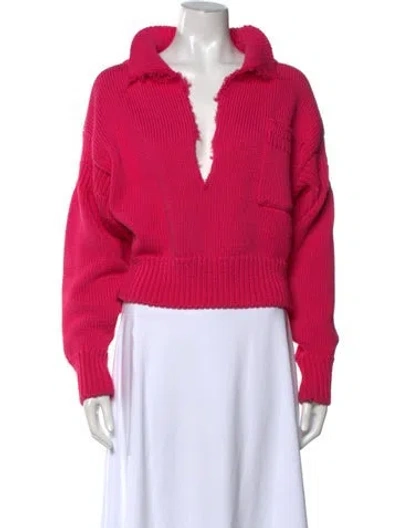 Pre-owned Marni Plunge Neckline Sweater In Pink