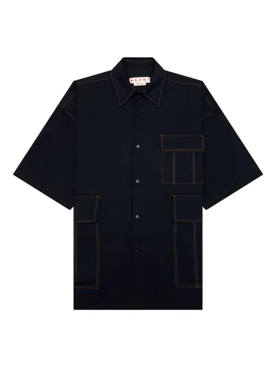 Marni Pocket-detail Short-sleeve Shirt In Blue