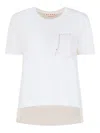 Marni Mending Logo Cotton Poplin Pocket T-shirt In White
