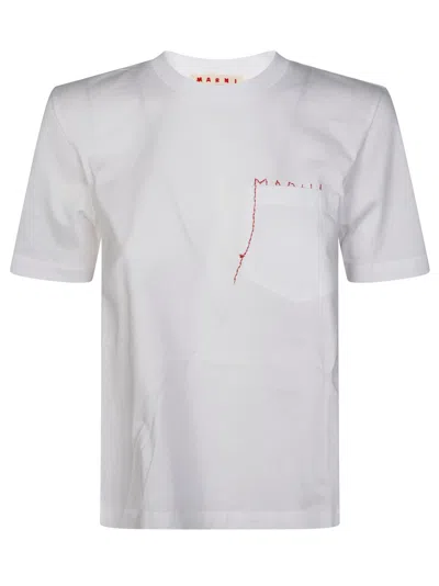 Marni Poplin Chest Pocket Boxy T-shirt In White