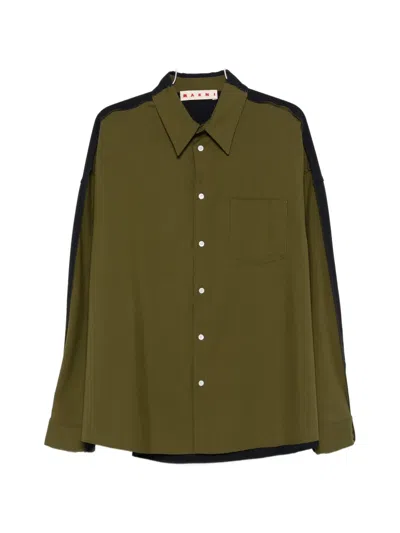 Marni Pocket Colour-block Shirt In Green
