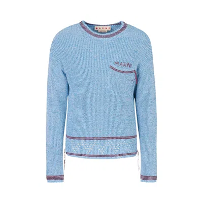 Pre-owned Marni Pocket Roundneck Sweater 'blue' | Men's Size 52