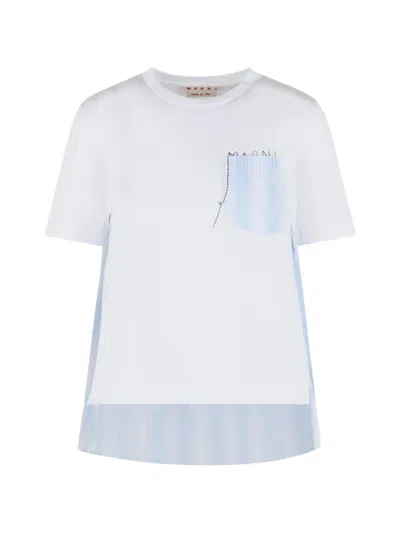 Marni Cotton T Shirt Short Sleeve Round Neck In White