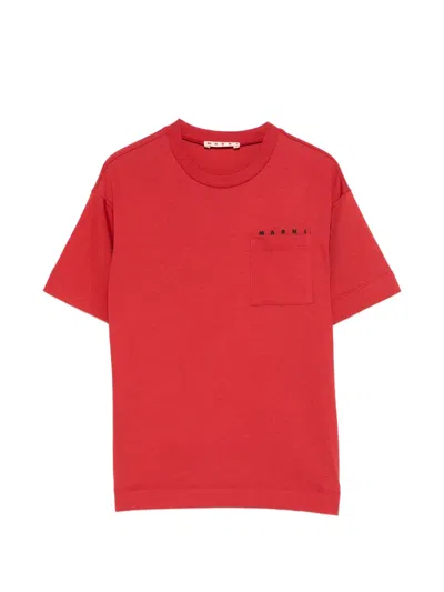 Marni Kids' Pocket T-shirt In Red