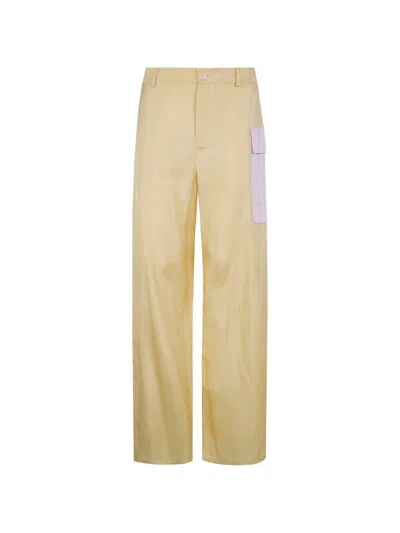 Marni Trousers Wide Leg Belt Loops Back Pockets In Multi