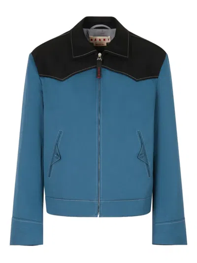 Marni Pointed Zip-fastening Jacket In Blue