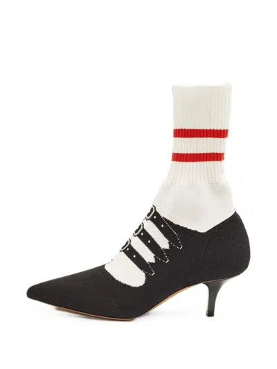 Pre-owned Marni Pointed-toe Sock-effect Ankle Boots In Black