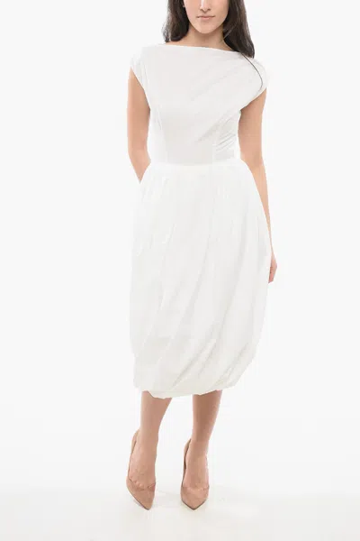 Marni Polin Midi Dress With Balloon Skirt In White
