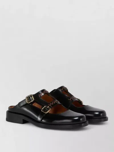 Marni Polished Leather Loafers Flat Sole Round Toe In Black